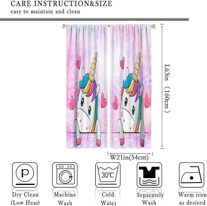 Kids Unicorn Curtains Kids Girls Boys Rainbow Unicorn Pattern Blackout Curtains Bedroom Curtains 42x63 Inches 2 Panels
