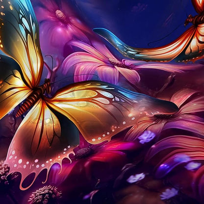 AILONEN Beautiful Butterfly Shower Curtain for Kids Girls Boys, Colorful Butterfly with Flower Bath Curtains for Bathroom,Boho Style Natural Plants Shower Curtain Set with Hooks,72" W*84" H