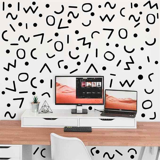 Black Line Wall Decals Vinyl Lines Wall Decals Peel and Stick Wall Stickers Vintage Abstract Geometric Wall Decals Modern Wall Stickers for Bedroom Living Room Decor