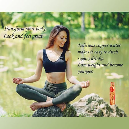 Pure Copper Water Bottle - Handcrafted - Ayurveda health benefits - Large 35 oz - Leak proof, Easy to carry for Sports, Fitness, Yoga, School - Natural Copper Finish Floral Colorful Enamel