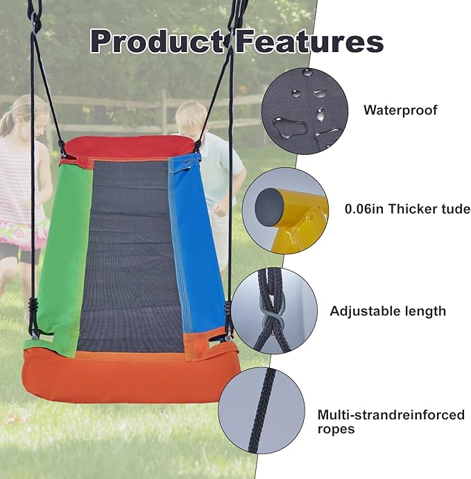 60" Platform Swing Set, Waterproof Flying Swing Seat, 720lbs Weight Capacity, with Adjustable Hanging Straps, Swing Sets for Backyard, for Indoor and Outdoor Playground