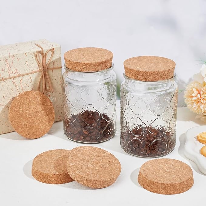 OLYCRAFT 8 Pcs Large Cork Stoppers Tapered Cork Plugs Wood Corks Lids Bottle Lids Cork Stoppers 3.1~3.4 inch Wine Bottle Stoppers Wood Jar Cork for Kitchen Wedding Favor Canning - 1.7cm Thick