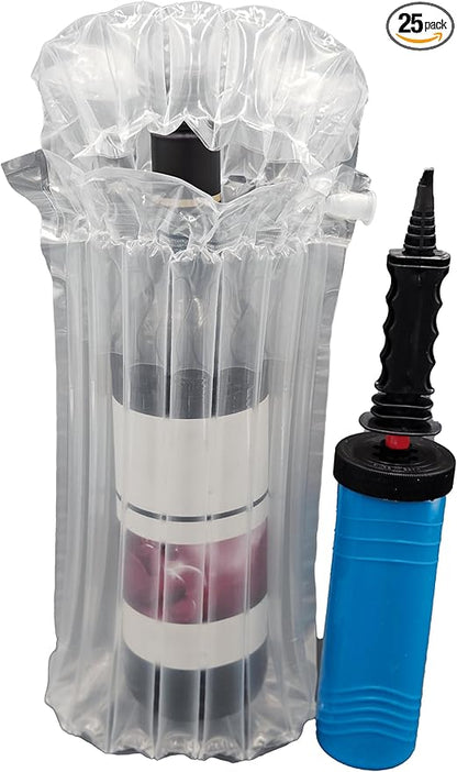 25 pack Wine bottle protector, Wine bottle packaging, Air Column Packaging, Wine Bottle Travel Protector Bags, Reusable Wine Bottle Protector, Safe Transportation of glass bottles, large