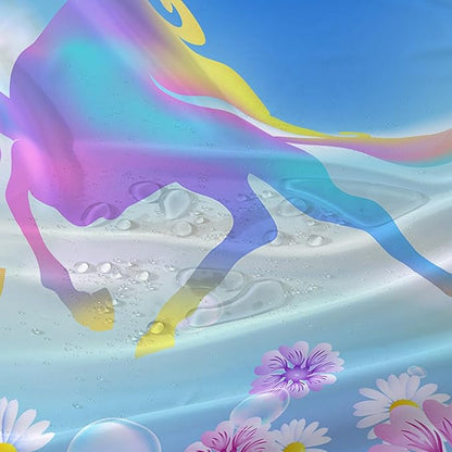 AILONEN Unicorn Shower Curtain, Kawaii Rainbow Unicorn Theme Bathroom Decor,Colorful Flower Butterfly Waterproof Fabric Shower Curtain Set for Girls Teens Kids,72" W*78" H