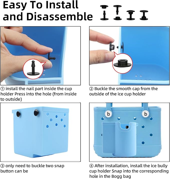 Bogg Bag Cup Holder and Phone Holder, Silicone Bogg Bag Accessories Compatible with All Bogg Bags & Simply Southern Totes, Bogg Bag Organizer for Stanley Cup/Sunglasses/Wallet(Blue)