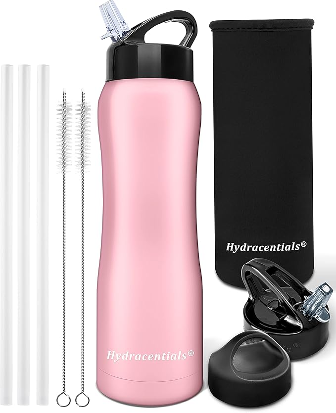 Insulated Stainless Steel Metal Water Bottle with Straw Lid - Vacuum Insulated Water Bottles, Keeps Hot and Cold - Sports Canteen Bottle