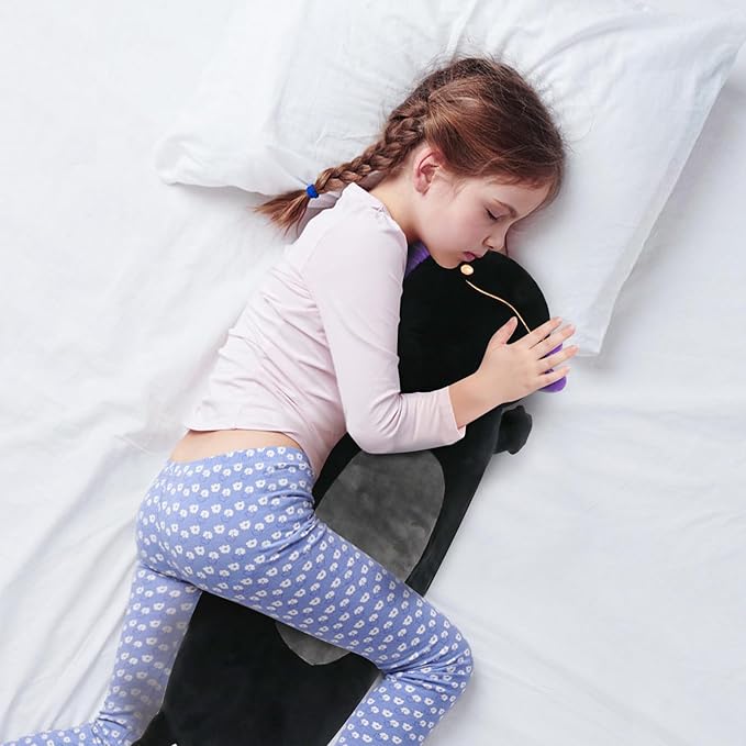 22 inch Black Axolotl Stuffed Animal, Cute Long Body Cuddle Pillow, Giant Axolotl Plushies Toy Gift for Kids, Boys Birthday