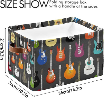 Modern Guitar Storage Basket Music Storage Box Bin Large Laundry Organizer Basket for Bathroom Nursery Kitchen Clothes Toys Newspaper 1PC