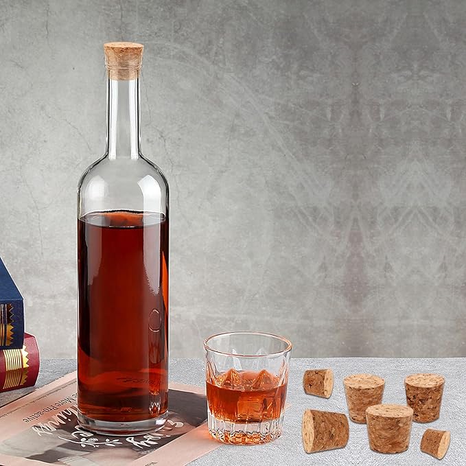 60Pcs Cork Stoppers, 5 Sizes Assortment Small Corks Tapered Cork Plugs Replacement Wooden Bottle Corks Bottle Stopper Wine Cork for Craft Jars Wine Bottles