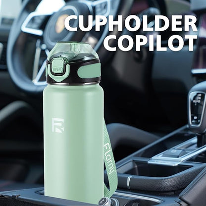 32 oz Insulated Water Bottle with Straw, Stainless Steel Metal Thermos Bottles, Durable Non-Slip Gradient Bottle with Strap for Sports and Travel, Leak Proof (Mint Matte)