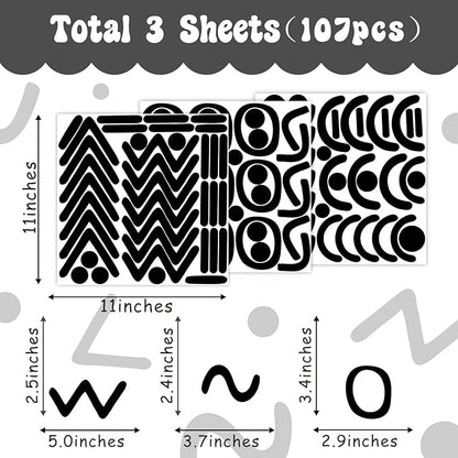 Black Line Wall Decals Vinyl Lines Wall Decals Peel and Stick Wall Stickers Vintage Abstract Geometric Wall Decals Modern Wall Stickers for Bedroom Living Room Decor