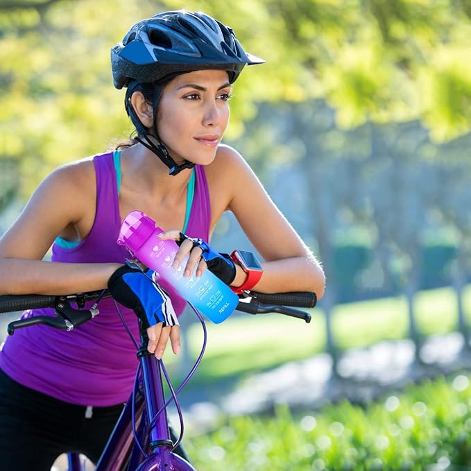 XACIOA Water Bottle with Straw,32oz Plastic Cup with Motivational Time Marker,1L Tritan Sport Lightweight Leakproof BPA-Free,Wide Mouth Fast Flow Ensure You Have Times to Drink,with Straw & Cup Brush