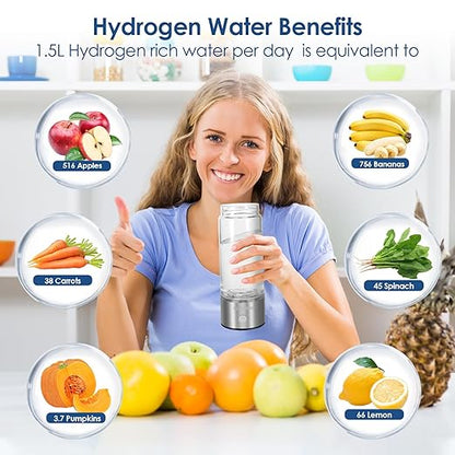 2-in-1 Hydrogen Water Bottle,420ml/1600ppb Hydrogen Water Bottle Generator with SPE PEM Technology,Quick Water Improvement in 3 Minutes,Perfect for Daily Use,Travel, and Gifts