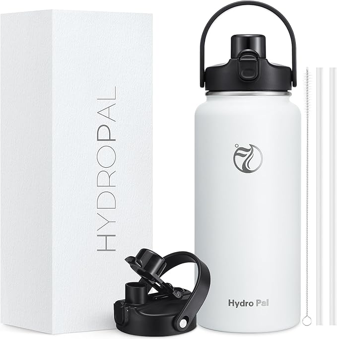 Half Gallon Insulated Water Bottle with 2-in-1 Lid (Chug Lid/Straw Lid), 40/64oz Double Walled Vacuum Stainless Steel Water Bottles, Water Jug with Straw