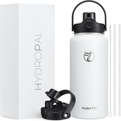 Half Gallon Insulated Water Bottle with 2-in-1 Lid (Chug Lid/Straw Lid), 40/64oz Double Walled Vacuum Stainless Steel Water Bottles, Water Jug with Straw