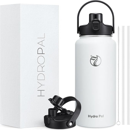 Half Gallon Insulated Water Bottle with 2-in-1 Lid (Chug Lid/Straw Lid), 40/64oz Double Walled Vacuum Stainless Steel Water Bottles, Water Jug with Straw