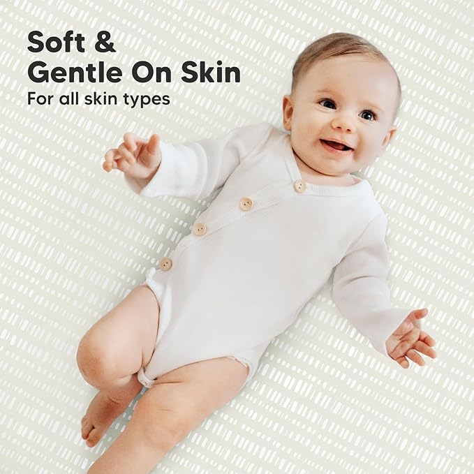 2-Pack Mini Crib Sheets Fitted, Pack and Play Sheets - Organic Cotton Pack N Play Sheets for Pack and Play Mattress, Playard Baby Crib Sheets, Jersey Crib Sheets Neutral for Boys, Girls (Fleur)