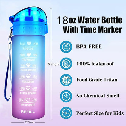 XACIOA Water Bottle with Straw,18oz Plastic Cup with Motivational Time Marker,1L Tritan Sport Lightweight Leakproof BPA-Free,Wide Mouth Fast Flow Ensure You Have Times to Drink,with Straw & Cup Brush