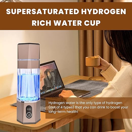 Portablely Hydrogen Generator Water Bottle,Drinking Hydrogen Water Generator, Hydrogen Rich water Generator bottle for Outdoor Sports（champagne, zbfC1champagne