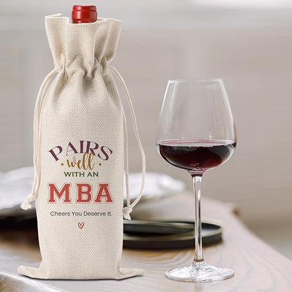Graduation Gifts for Her Him, Mba Graduation Gifts Wine Bag, College Graduation Gifts for Women, Mba Graduation Party Decorations Wine Bottle Bag, Pairs Well with Mba Degree Wine Bags