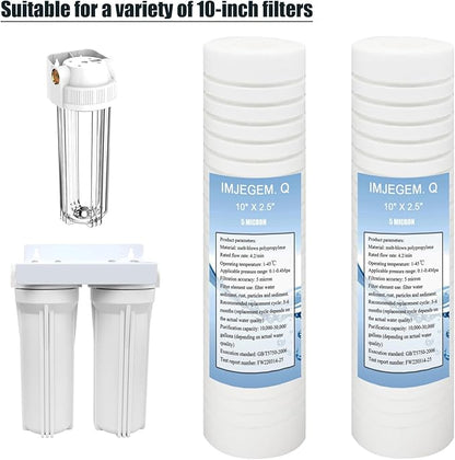 5 micron water filter 10 x 2.5 sediment filter,Be suitable for sediment filter for well water,Reduces sediment, sand, soil, silt and rust and is suitable for standard filter housing. (2 pack)