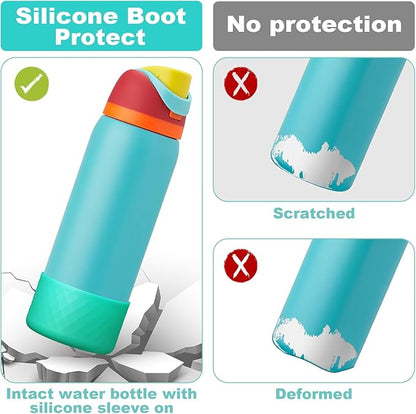 2PCS Silicone Water Bottle Boot for Owala 24oz 32oz 40oz, Anti-Slip Protective Sleeve Bottom Bumper Protector for FreeSip, Twist, and Flip Stainless Steel Water Bottles