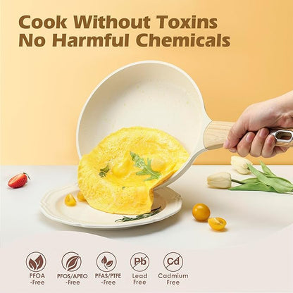 SENSARTE Ceramic Pots and Pans Set Nonstick, Kitchen Cookware Sets, 14-Piece Induction Cookware, 100% Non-toxic Healthy Non Stick Cooking Set, with Frying Pans Set, PFAS PTFE PFOA PFOS Free