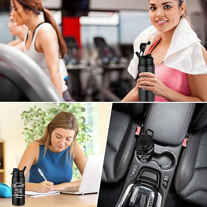 Sunnyray 10 Pcs Employee Appreciation Gift Reusable Aluminum Water Bottle Bulk with Snap Lid May You Be Proud of the Work Thank You Group Team Gift for Coworker Teacher Friend(Black, 17 oz)