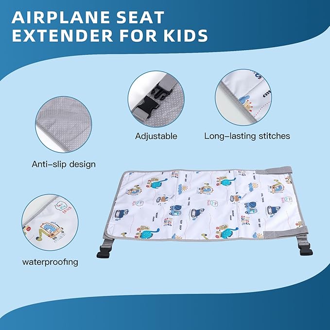 FUNSTAR Airplane seat Extender for Kids, Toddler Airplane Bed with Blanket, Baby Airplane Travel Essentials, Baby Portable Airplane Bed Footrest for Flight - Toddler Airplane Travel Essentials(White)