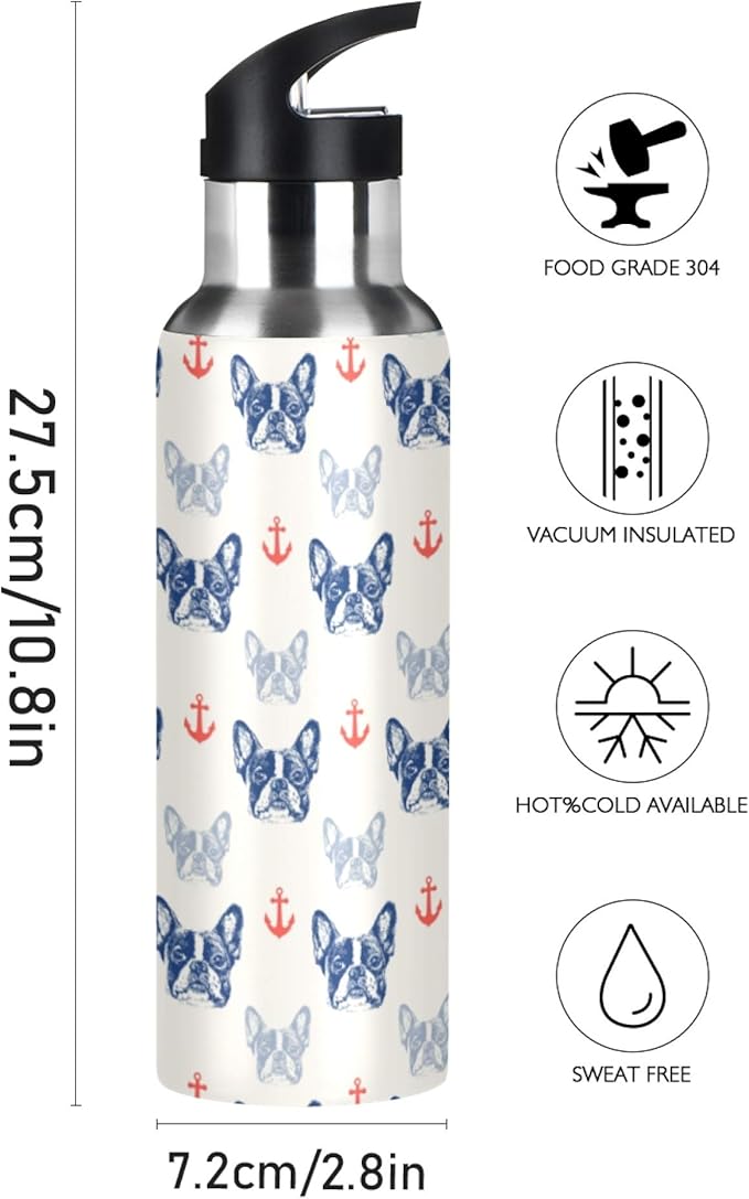 MNSRUU Insulated Water Bottle with Straw, Rainbow and Unicorns Stainless Steel Flasks for Sports Cycling Hiking School
