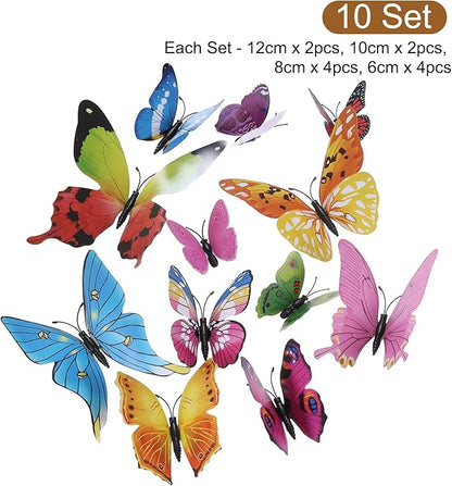 uxcell 120Pcs 3D Beautiful Butterfly Removable DIY Wall Stickers for Bedroom Living Room TV Background Decorations, Multicolor