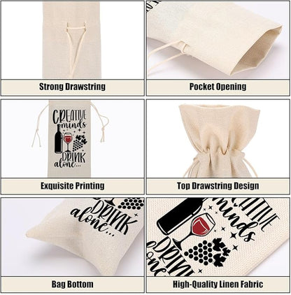 Funny Wine Quotes Wine Bag Wine Tasting Party Supplies for Wine Lovers Women Men Granny Groom Friend Christmas Birthday Wedding Bachelorrette Party Wine Bags