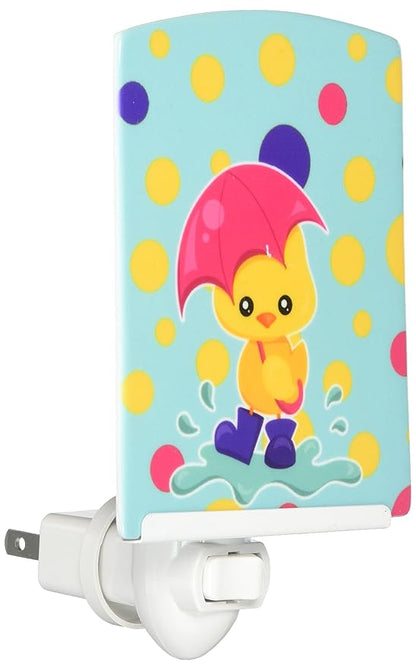 Caroline's Treasures BB7101CNL Duck in The Rain on Polkadots Ceramic Night Light Compact, UL-Certified, Ideal for Bedroom, Bathroom, Nursery, Hallway, Kitchen, 6x4x3, Multicolor