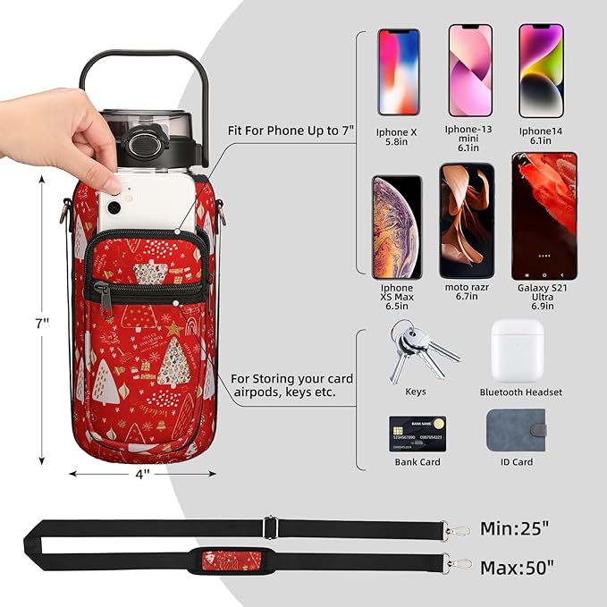 64 oz Glass Water Bottle with Straw and Sleeve Half Gallon Motivational Water Bottle with Time Marke and Strap 2L Leakproof Borosilicate Water Jug for Gym Outdoors for Women