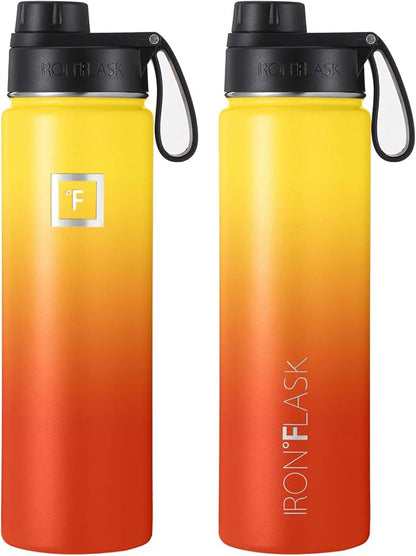 IRON °FLASK Sports Water Bottle - 22 Oz 3 Lids (Wide Spout Lid), Leak Proof - Stainless Steel Gym & Sport Bottles for Men, Women & Kids - Double Walled, Insulated Thermos, Valentines Day Gifts Him/Her