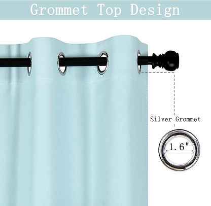 Aqua Valances for Kitchen Windows with Grommet 70W x18L Solid Blackout Thermal Insulated Short Straight Drape Valance for Bedroom 1 Panel