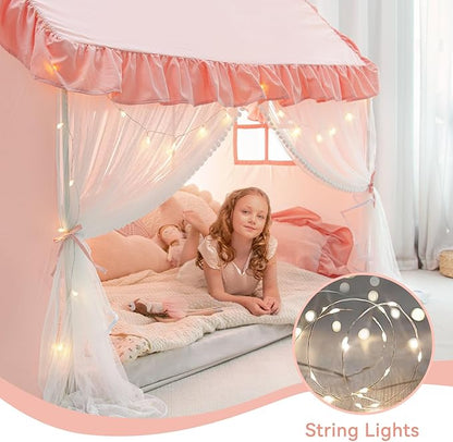 Avrsol Twin Size Bed Tents Canopy - Large Sleeping Tents Indoor for Privacy Space, Portable Big Space Floor Bed Tents for Kids/Adult (Pink)