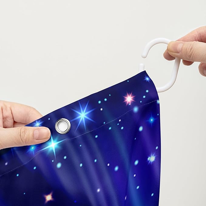 AILONEN Mermaid Shower Curtain for Bathroom,Blue Mermaid Star Girls Kids Bath Curtain 72" W*84" H,Beautiful Mermaid Decorative Waterproof Curtain with 12 Plastic Hooks