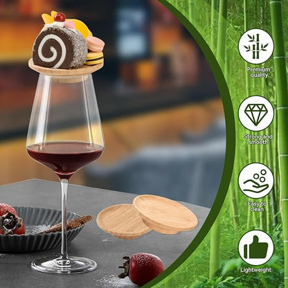 4 Pcs Wine Glass Charcuterie Topper, Wine Glass Topper Coasters Plate, Wine Glass Charcuterie Board Topper for Family Gatherings, Restaurants, Bars