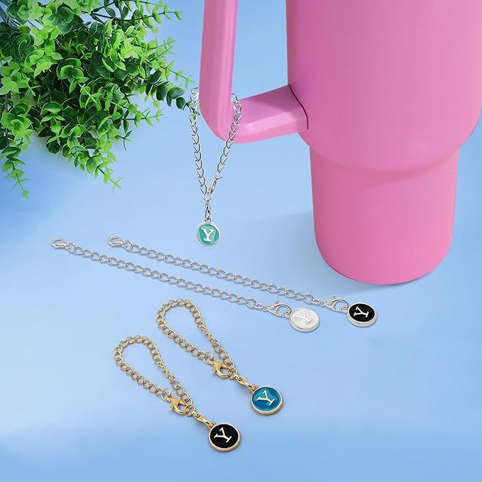6PCS Letter Charm Accessories for Stanley Cup, Name ID Letter Handle Charm for Stanley Handle Identification Letter Pendant Handle Decoration for Stanley Tumbler Charms (Letter Y)