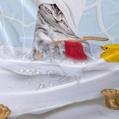 AILONEN 3D Bathtub Cat Shower Curtain for Kids 72" W*96" H Kawaii Shower Cat Shower Curtain,Polyester Waterproof Fabric Decor for Bathroom Bathtub Panels
