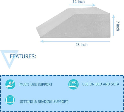 24-Inch Leg Support Pillow, Full Foam Top, Legs and Back Support for Acid Reflux, Foam Incline, Multi-Purpose, Comfortable, Increases Blood Flow, Promotes Breathing, White