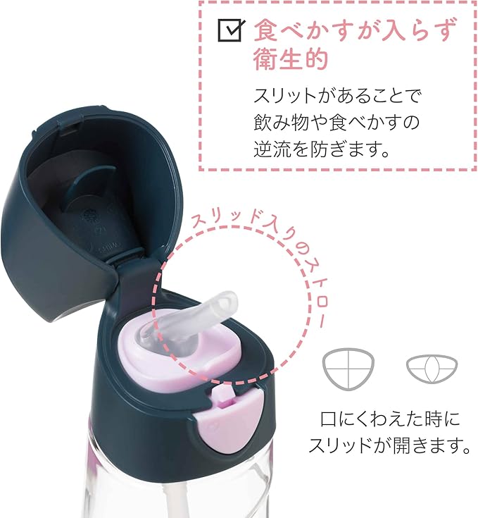 b.box 20oz Tritan Straw Bottle | Large, Modern Water Bottle with Flip Straw for Kids | Spill Proof, BPA Free (Indigo Rose, 20 oz)