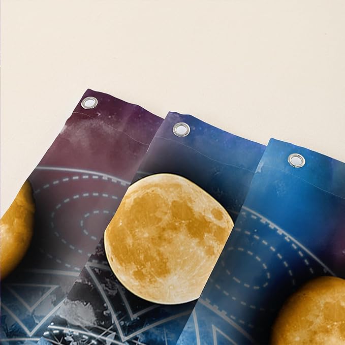 AILONEN Wolf Shower Curtain,Boho Moon Wolf Bath Curtain for Bathroom Decor,Galaxy Wolf Polyester Waterproof Whit 12 Plastic Hooks 72" W*72" H