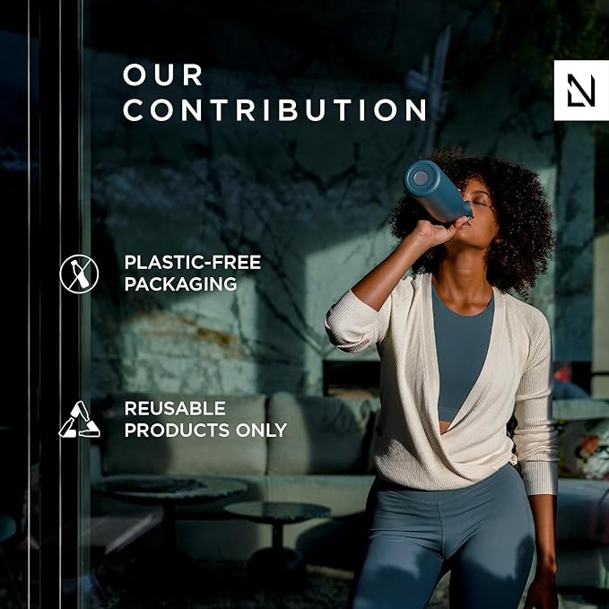 LARS NYSØM Stainless Steel Insulated Water Bottle 12oz 17oz 25oz 34oz 51oz | BPA-free Insulated Thermo Flask for Hot and Cold Beverages | Leakproof Drinking Bottle (Blue Stone, 17oz)