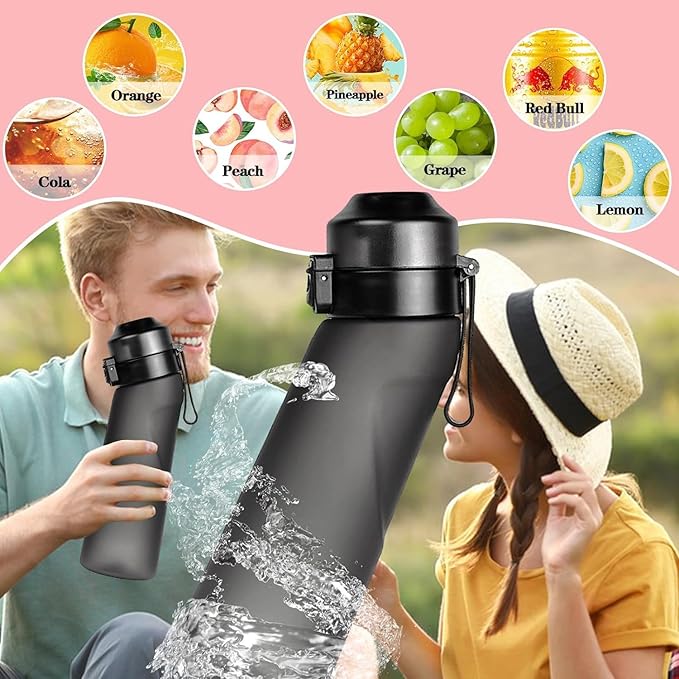 Air Water Bottle, Air Water Bottle with 7 Flavor Pods, 650ML Air Drinking Water Bottle Starter Set with Flavour Capsules, BPA Free 0% Sugar Water Cup For Outdoor Sports, Birthday Gifts