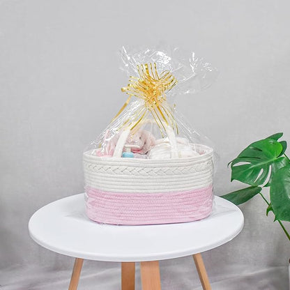 ABenkle Baby Diaper Caddy, Nursery Storage Bin and Car Organizer for Diapers Wipes, Cotton Rope Basket Changing Table Caddy