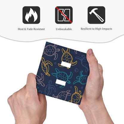 Cartoon Turtles Double Toggle Light Switch Covers 2 Gang Wall Plate Dual Decorative Switchplate Electrical Faceplate for Bathroom Country Kitchen Bedroom Decor, 4.9" x 5"