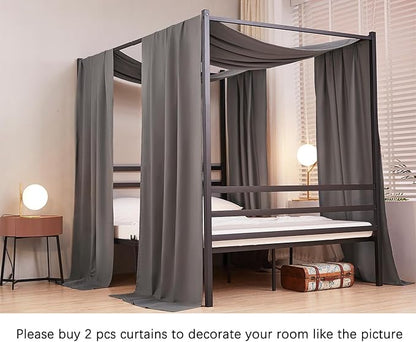 Akiky Linen Canopy Bed Curtains for Kid House Bed Montessori Canopy for Nursery Bed Canopy for Kids Child Toddler Adult Room Decoration(Twin,Dark Gray)
