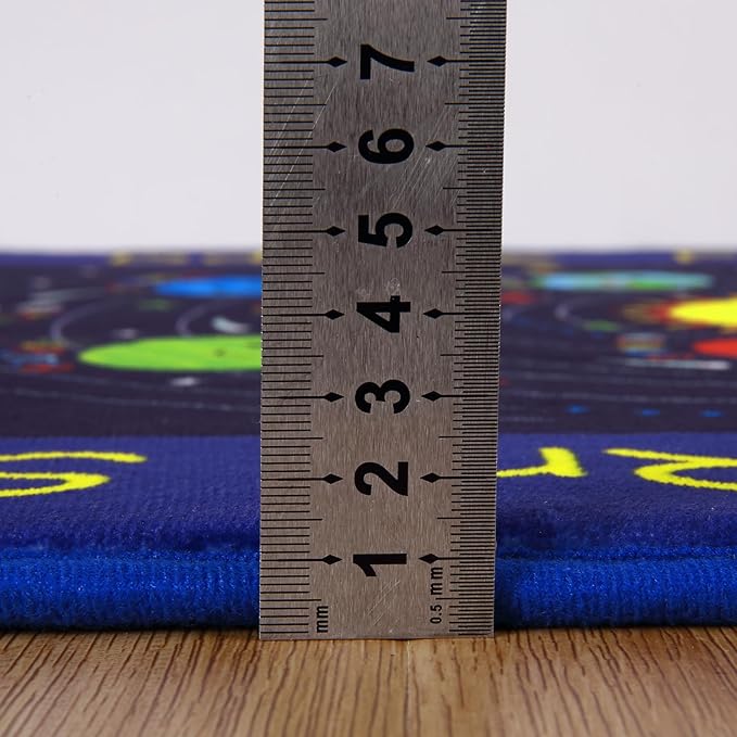 Kids Rug 5x7 Rug Solar System Pattern Nursery Rug Baby Soft Area Rug Non Shedding Carpet for Babyroom Play Room Non Slip Educational Rug Galaxy Outer Space Playmat, Blue|Solar System 5'x7'